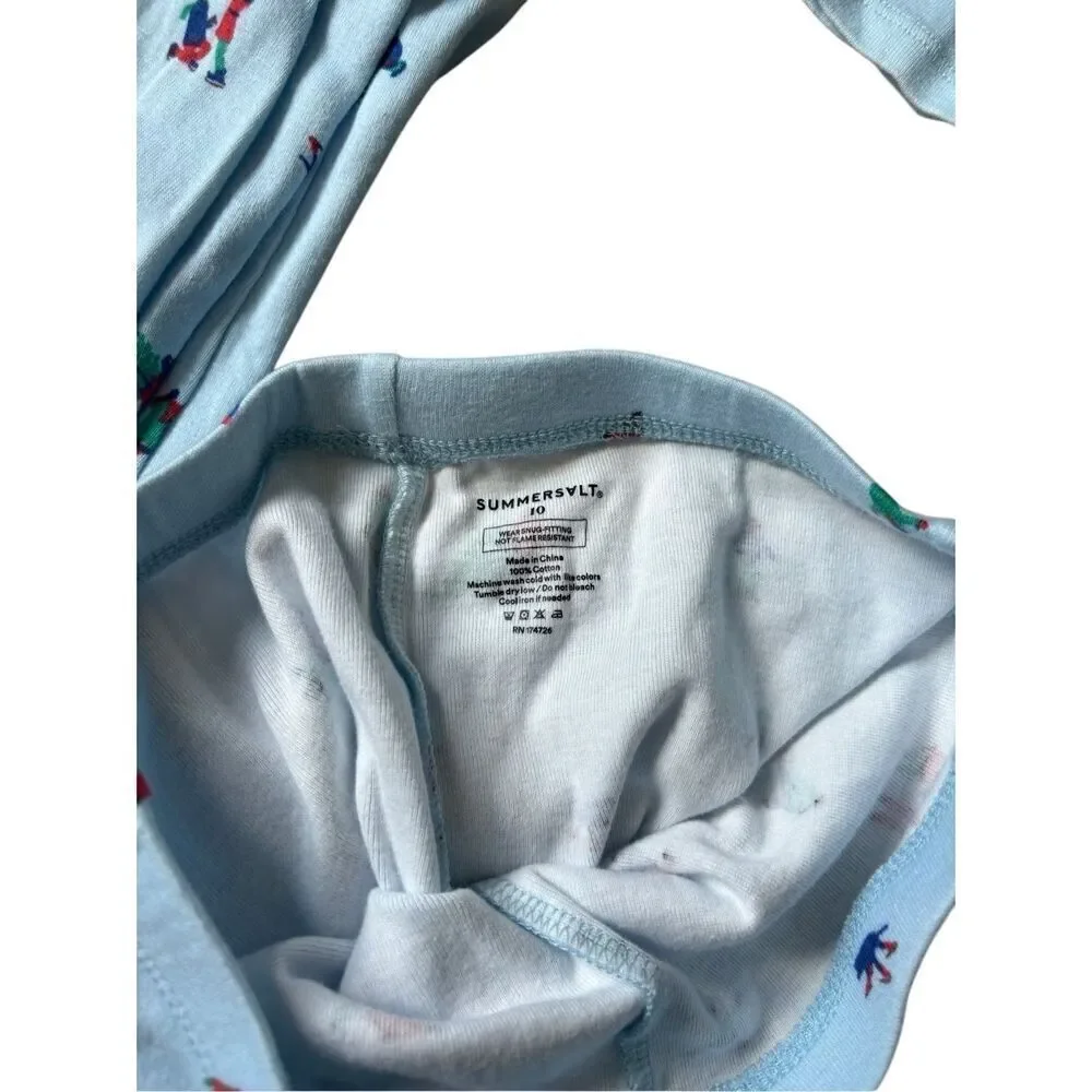 Summersalt Unisex Kids Pajamas Set size‎ 10 Christmas Cotton Blue